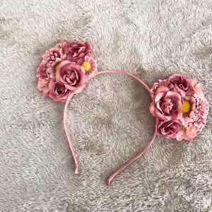 Cute Cat Ear Bear Ear Headband with Flowers